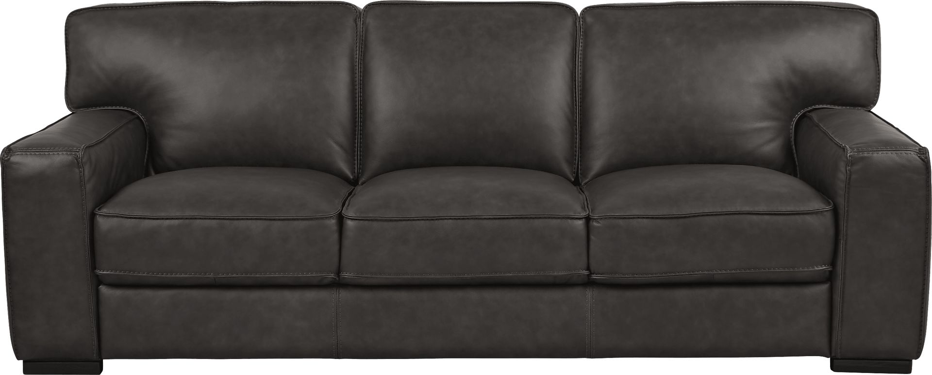 Cindy Crawford Home Deangelo Dark Gray Leather Sofa - Image 1