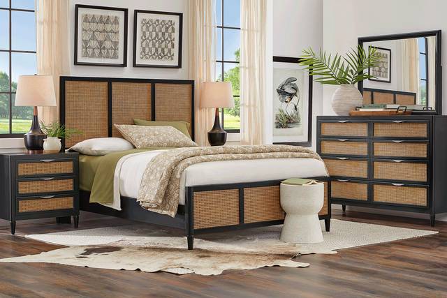 Deanwood Black 7 Pc King Woven Bedroom - Thumbnail - Image 1