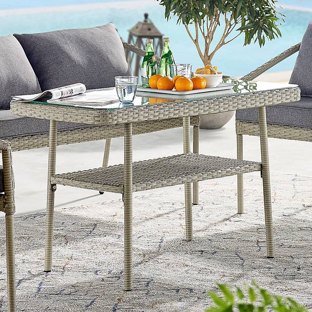 Deckle II Light Gray Outdoor Cocktail Table - Thumbnail - Image 7