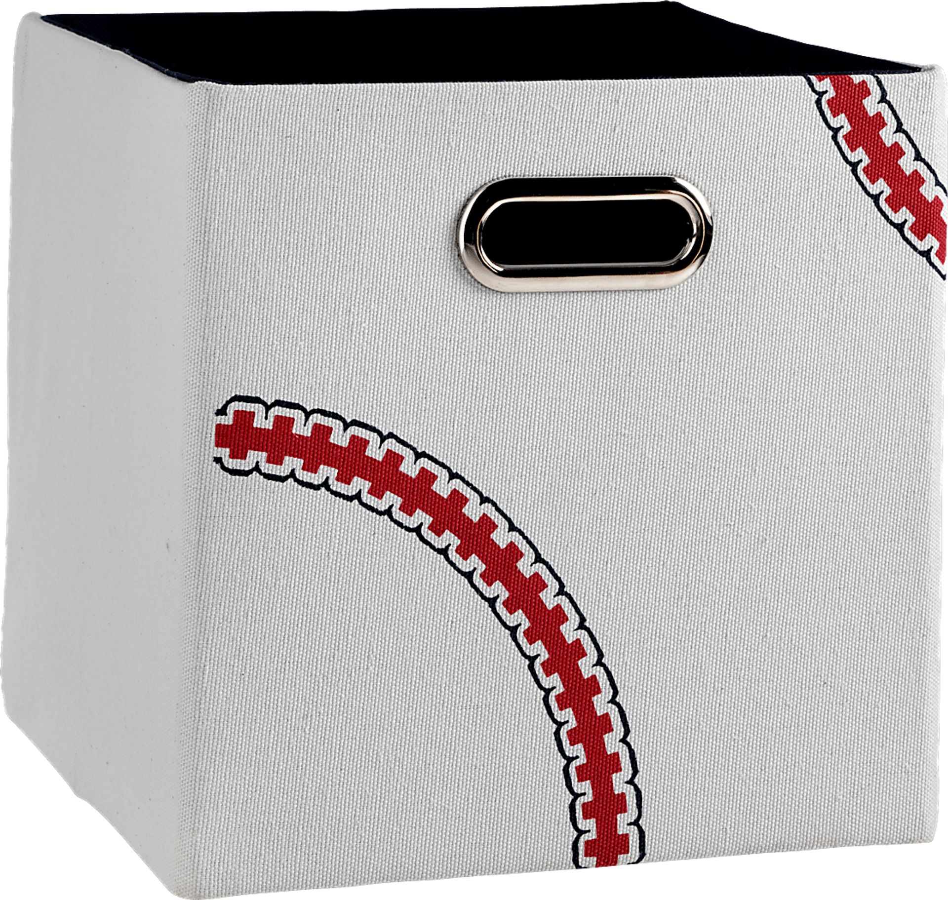 Decorative Baseball White Square Storage Bin - Image 1