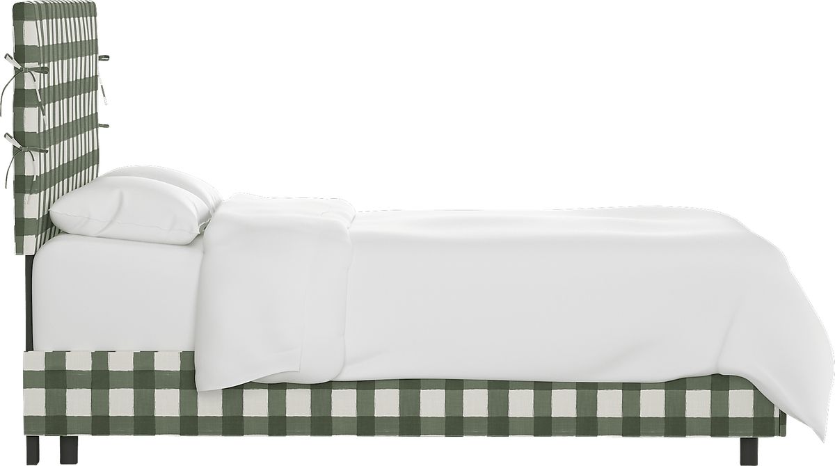 Deep Forest Green Colors Sage Cotton Fabric King Bed | Rooms to Go