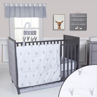 Deerville Gray 3 Pc Baby Bedding Set