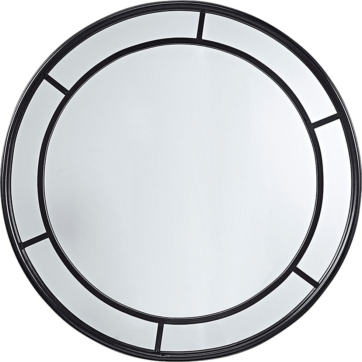 Defremery Black Round Wall Mirror