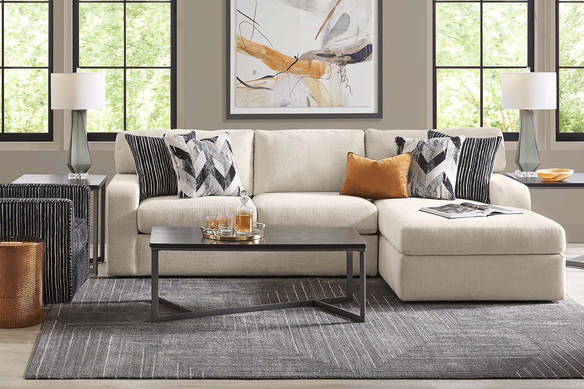 Dekker Park Beige 6 Pc Sectional Living Room - Image 1