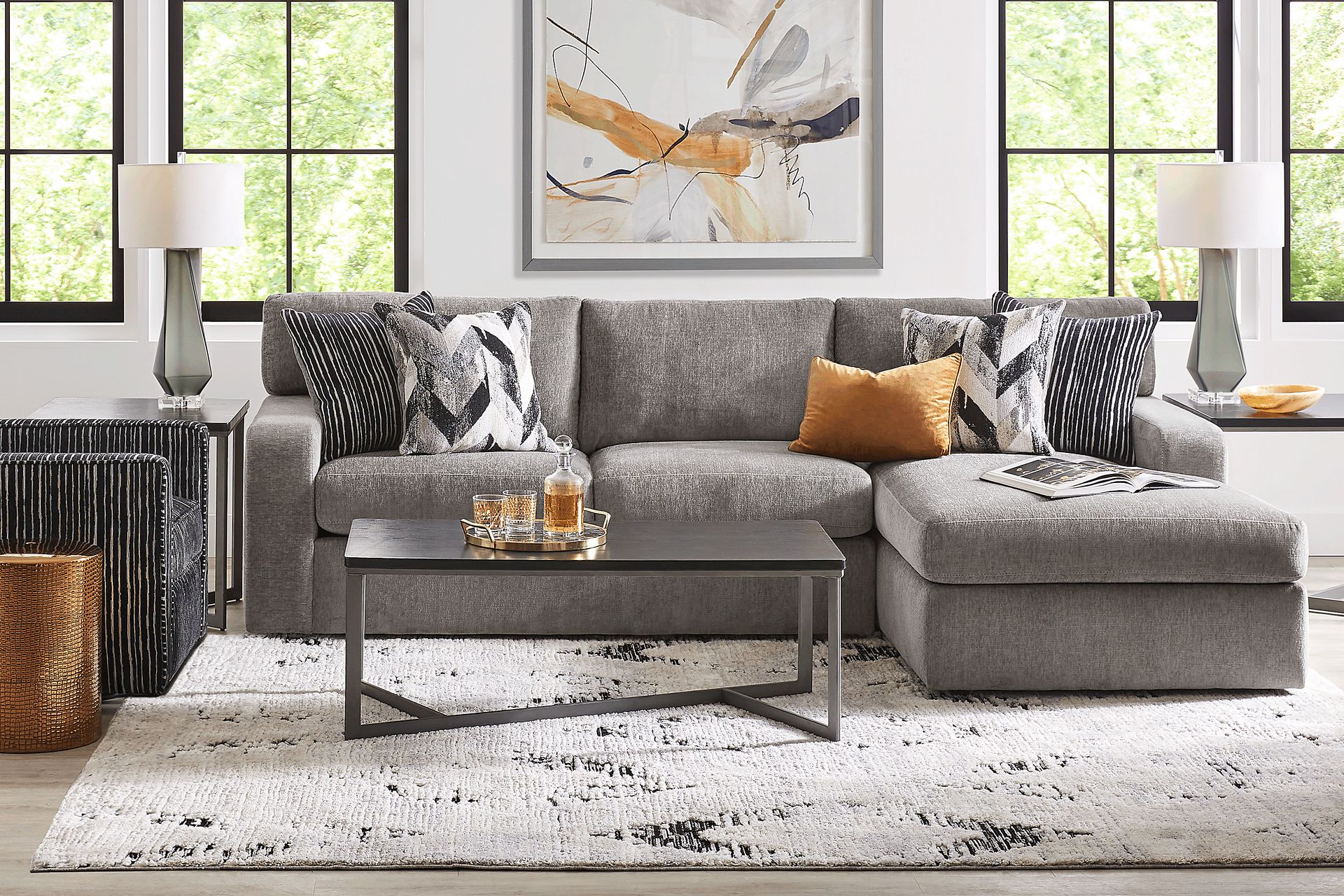 Dekker Park Gray 6 Pc Sectional Living Room - Image 1