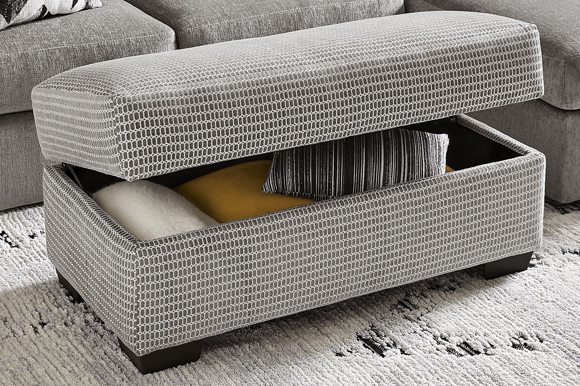 Dekker Park Gray Storage Ottoman - Image 4