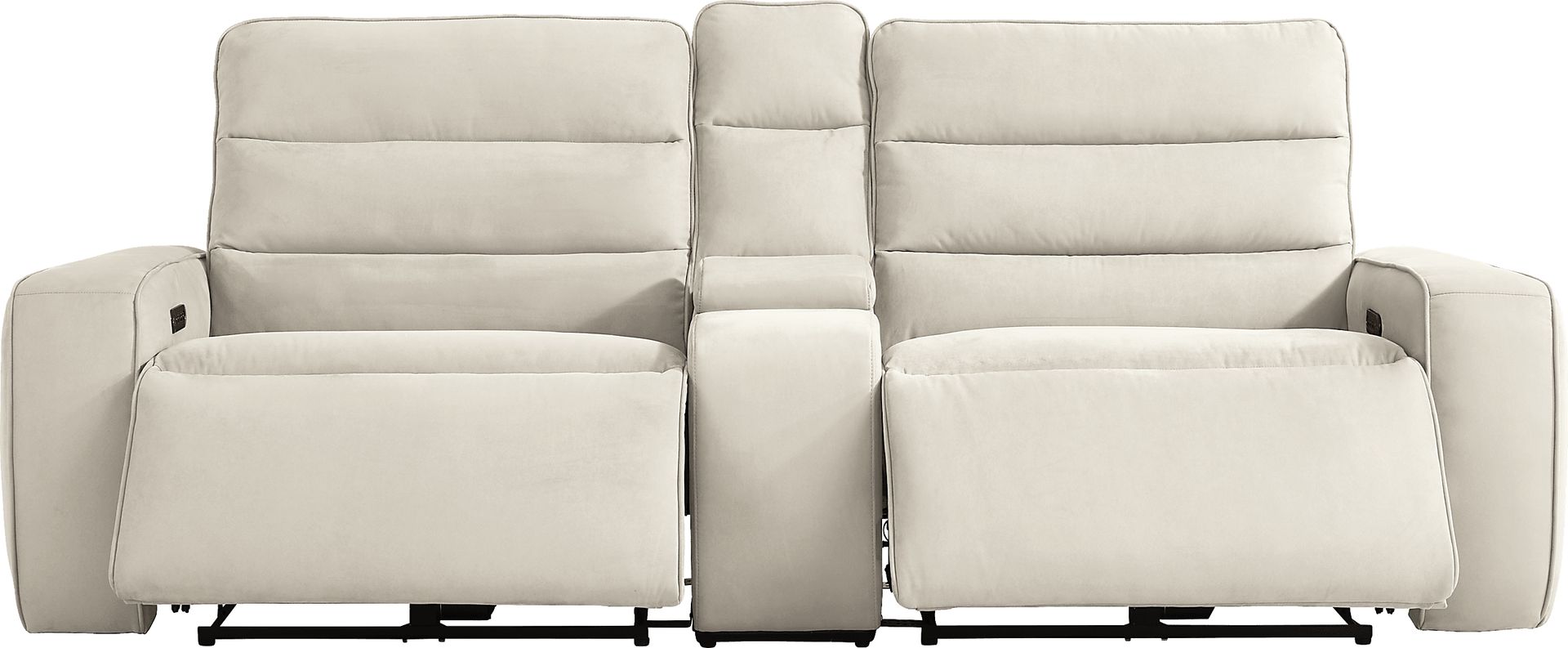 Del Mar Ivory Dual Power Reclining Loveseat - Image 1