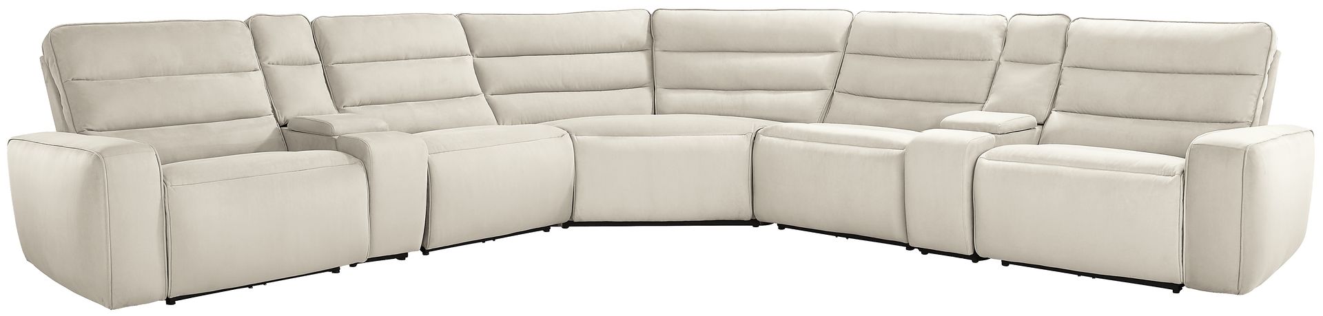 Del Mar Ivory 7 Pc Dual Power Sectional - Image 3