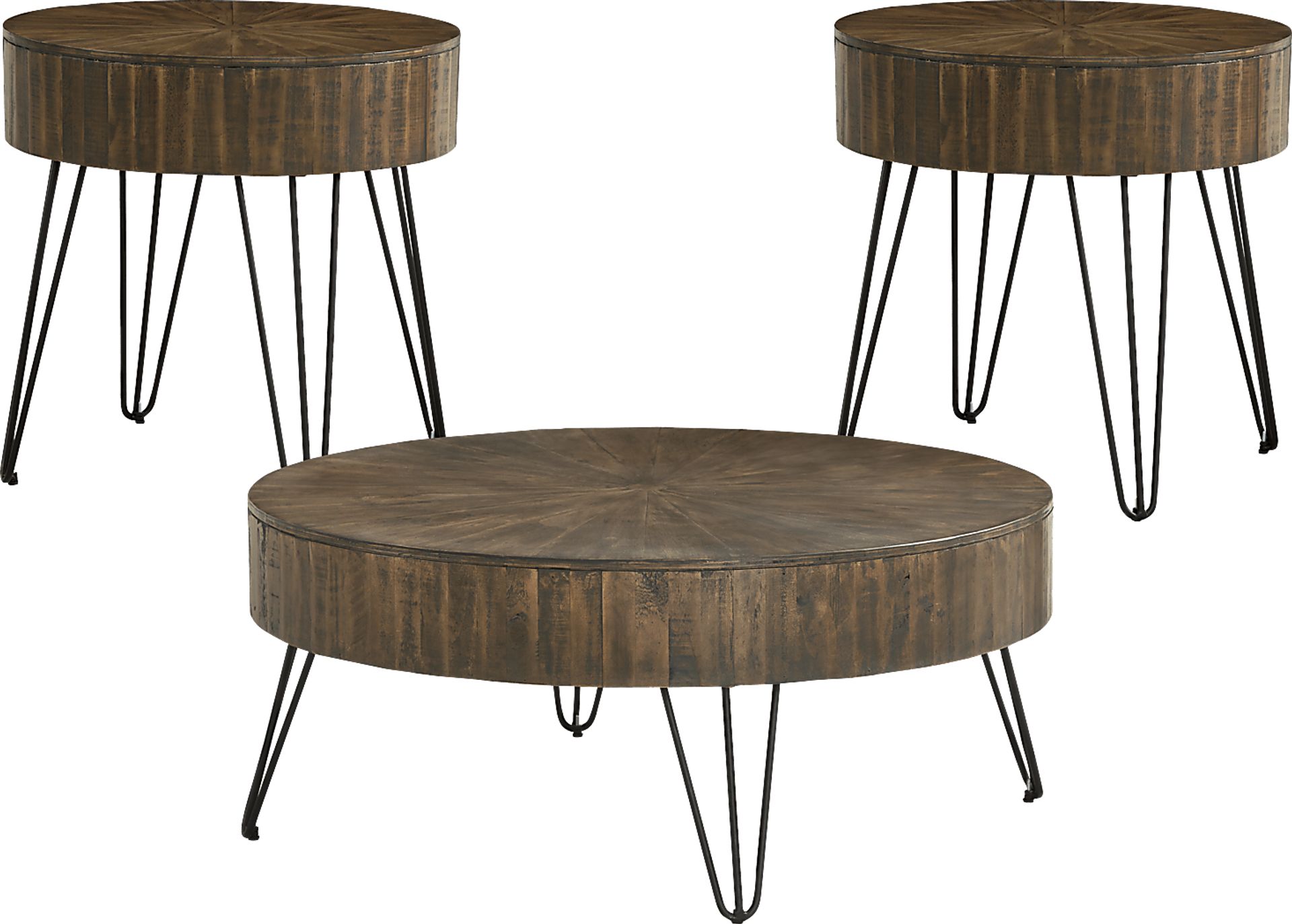 Del Sol Brown 3 Pc Round Occasional Table Set - Image 1