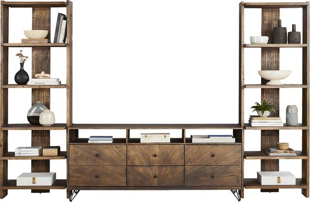 Del Sol Brown 3 Pc Wall Unit with 71 in. Console - Thumbnail - Image 2
