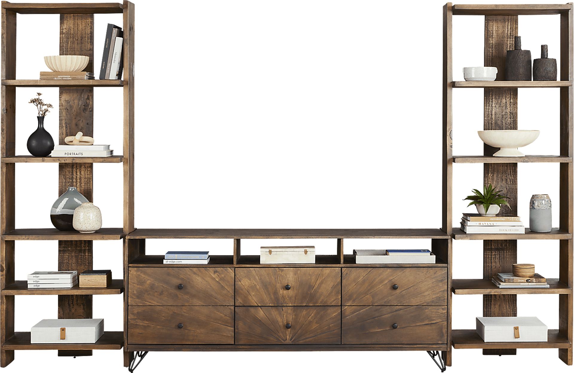 Del Sol Brown 3 Pc Wall Unit with 71 in. Console - Image 2