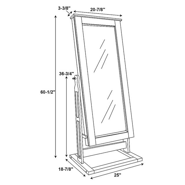 Delafield Brown Cheval Jewelry Armoire - Thumbnail - Image 11
