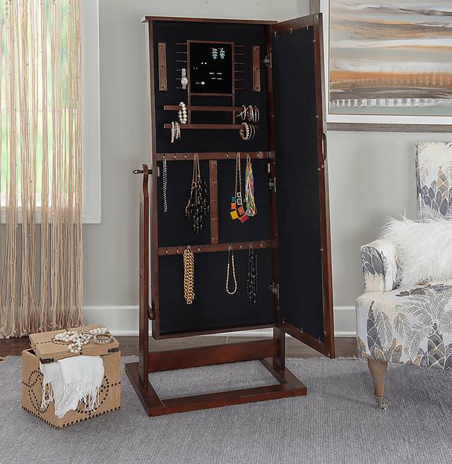 Delafield Brown Cheval Jewelry Armoire - Thumbnail - Image 3