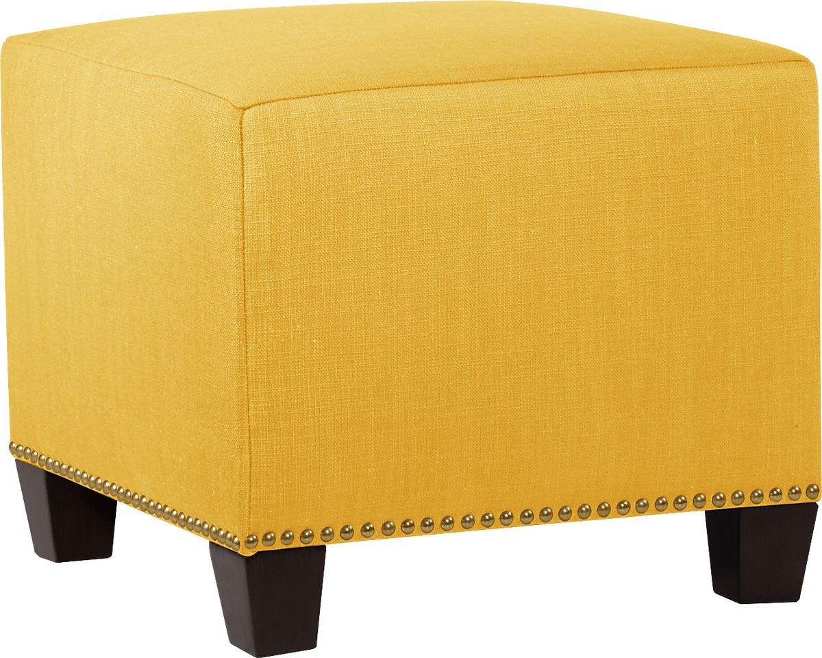 Delana Yellow Linen Fabric Ottoman | Rooms to Go