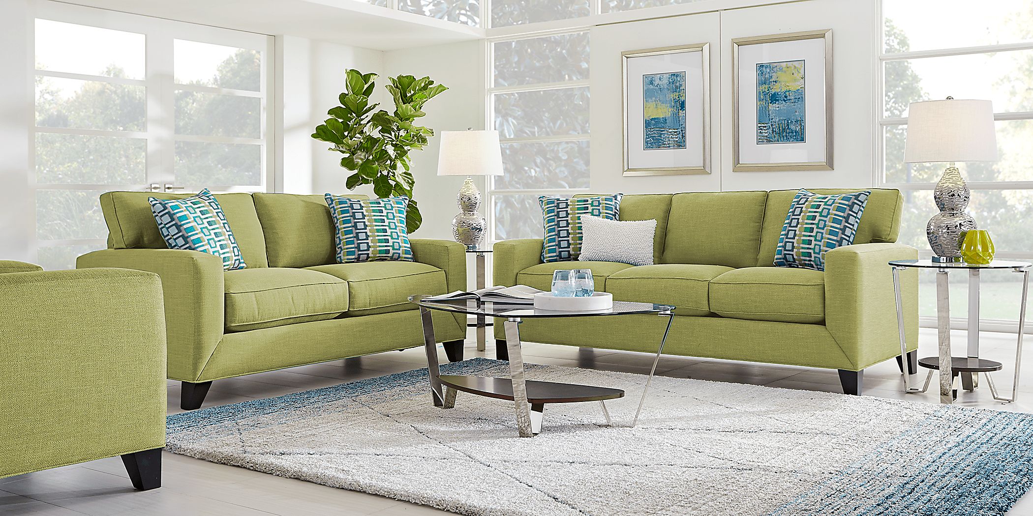 Delancey 2 Pc Kiwi Green Textured Living Room Set | Rooms to Go