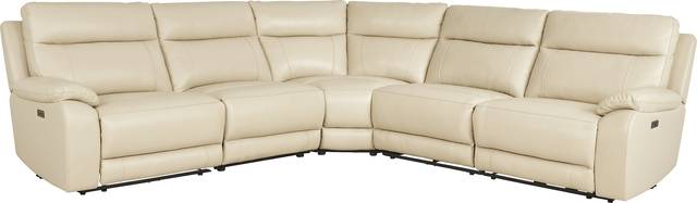 Delaney Point Beige Leather 5 Pc Power Reclining Sectional - Thumbnail - Image 3