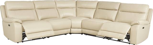 Delaney Point Beige Leather 5 Pc Power Reclining Sectional - Thumbnail - Image 1
