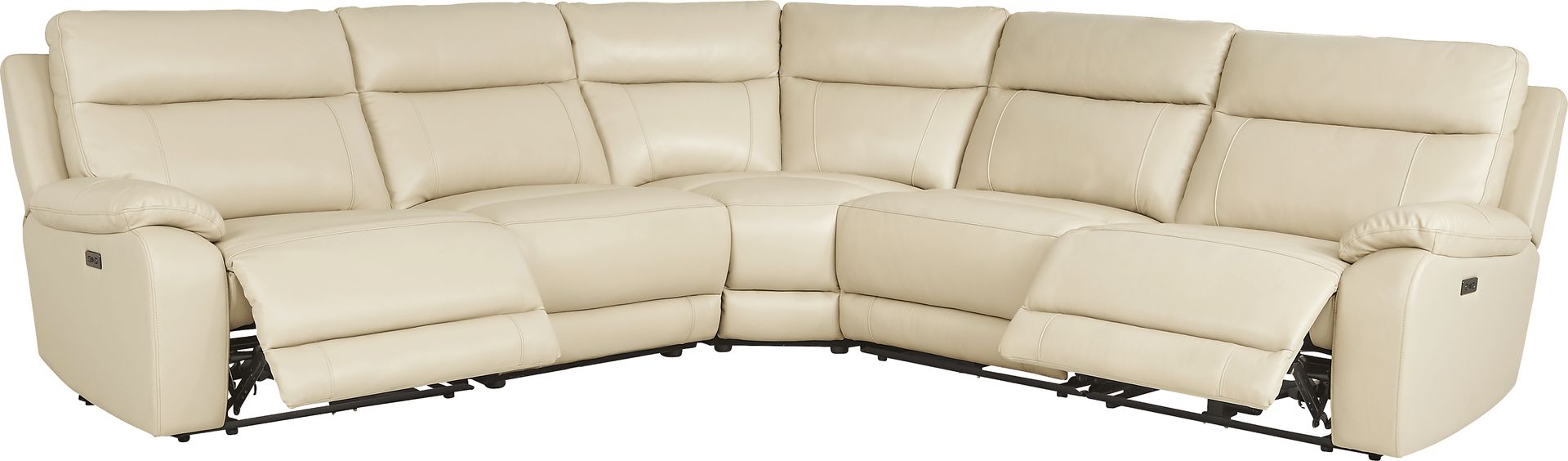 Delaney Point Beige Leather 5 Pc Power Reclining Sectional - Image 1
