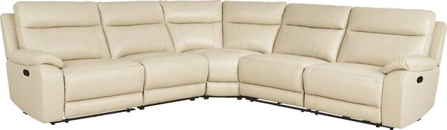 Delaney Point Beige Leather 5 Pc Reclining Sectional - Thumbnail - Image 3