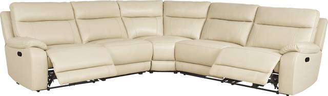 Delaney Point Beige Leather 5 Pc Reclining Sectional - Thumbnail - Image 1