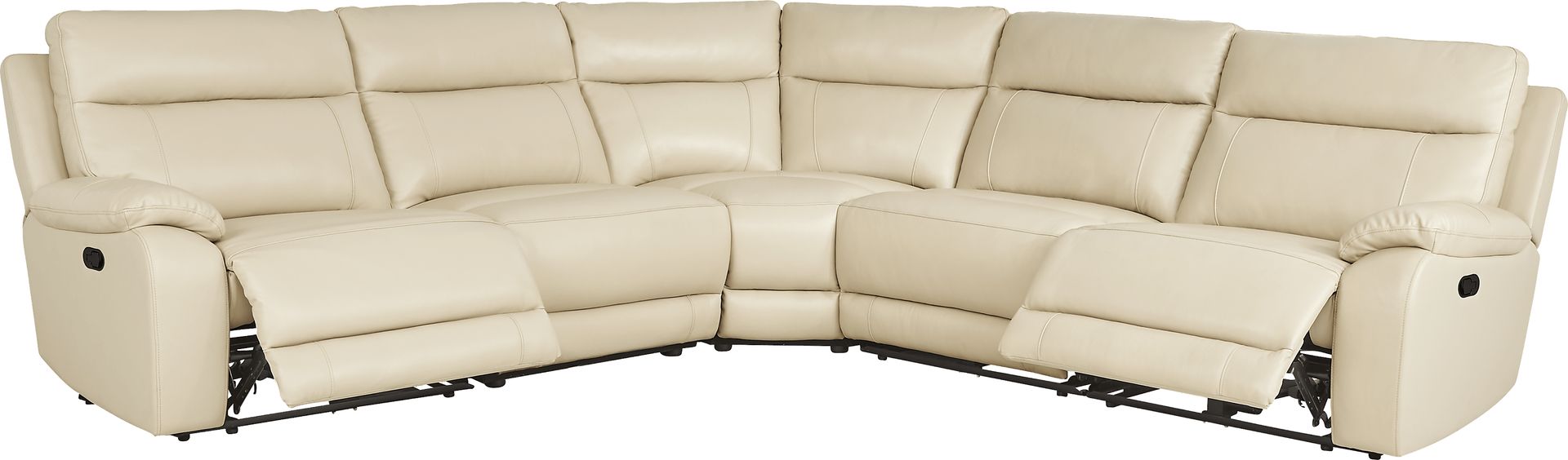 Delaney Point Beige Leather 5 Pc Reclining Sectional - Image 1