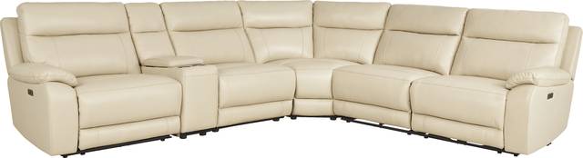 Delaney Point Beige Leather 6 Pc Power Reclining Sectional - Thumbnail - Image 3