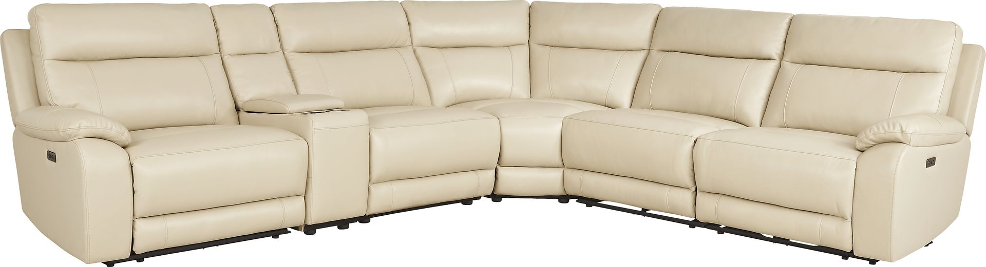 Delaney Point Beige Leather 6 Pc Power Reclining Sectional - Image 3