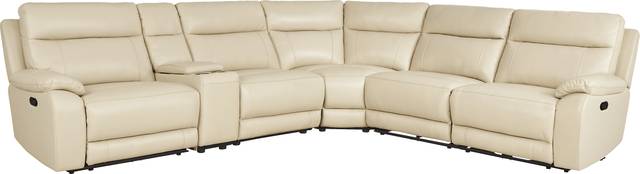 Delaney Point Beige Leather 6 Pc Reclining Sectional - Thumbnail - Image 3