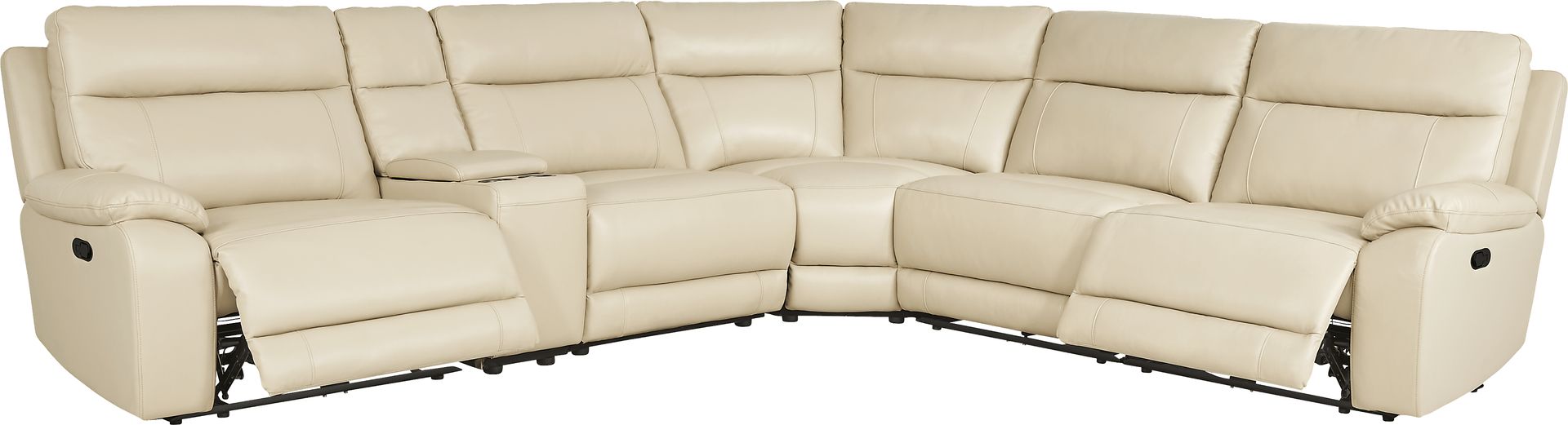 Delaney Point Beige Leather 6 Pc Reclining Sectional - Image 1