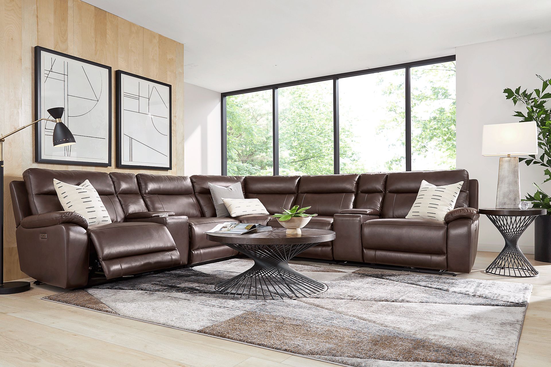 Delaney Point Brown Leather 10 Pc Power Reclining Sectional Living Room - Image 1