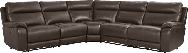 Delaney Point Brown Leather 5 Pc Power Reclining Sectional - Thumbnail - Image 3
