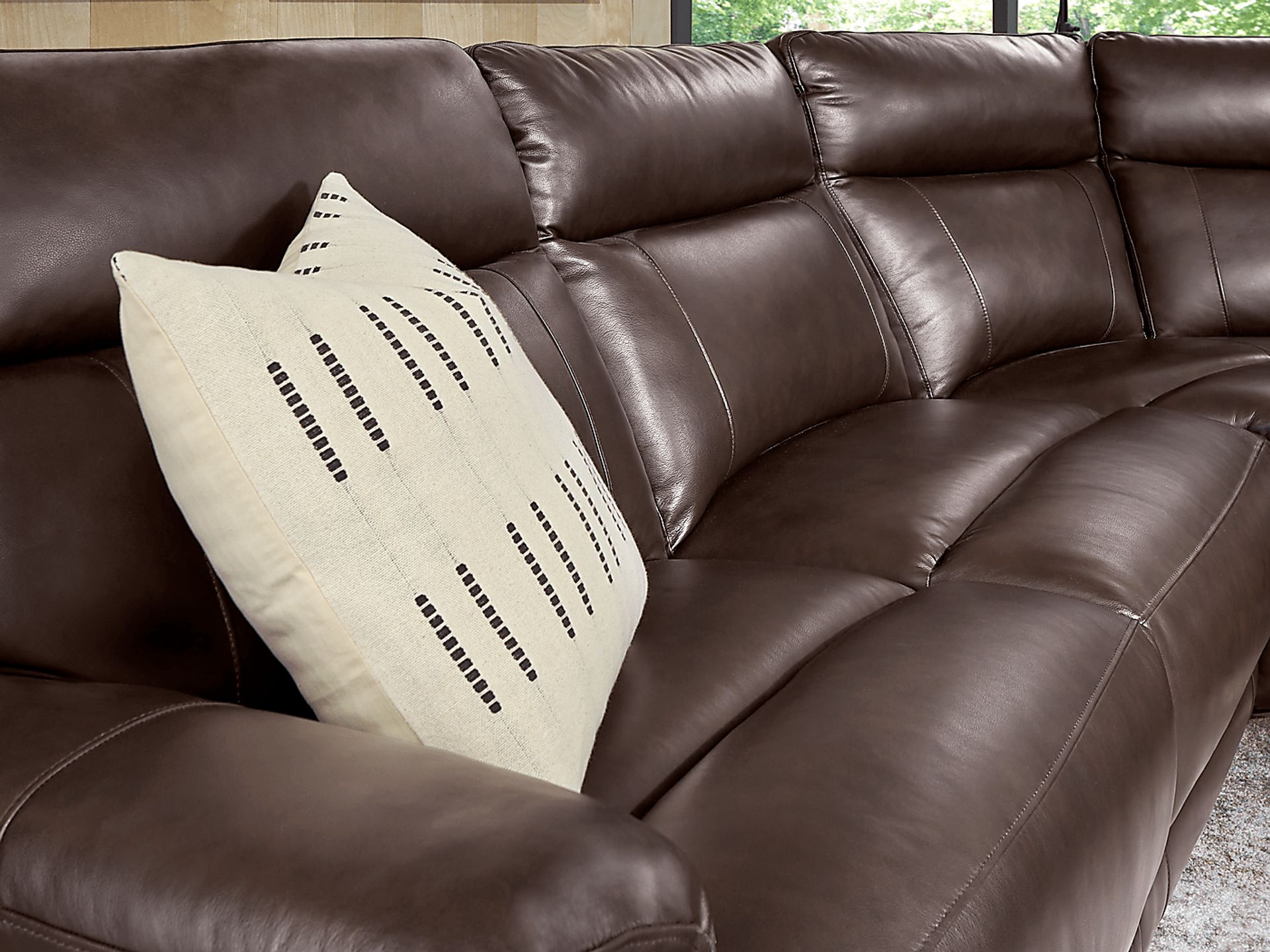 Delaney Point Brown Leather 5 Pc Power Reclining Sectional - Image 4