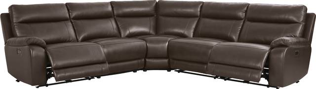 Delaney Point Brown Leather 5 Pc Power Reclining Sectional - Thumbnail - Image 1