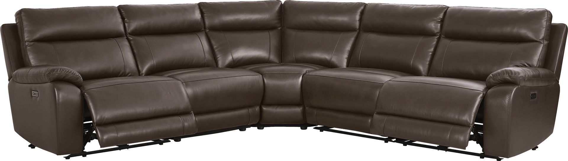 Delaney Point Brown Leather 5 Pc Power Reclining Sectional - Image 1