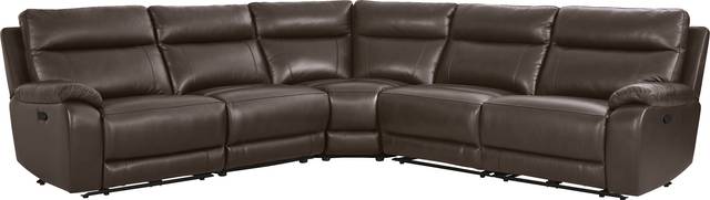 Delaney Point Brown Leather 5 Pc Reclining Sectional - Thumbnail - Image 3