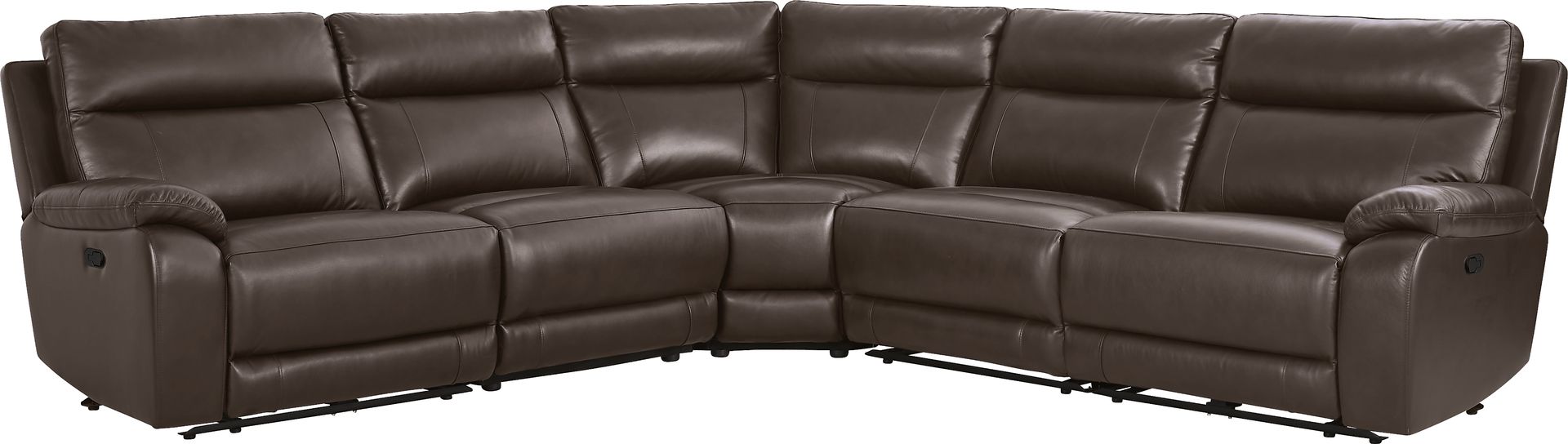 Delaney Point Brown Leather 5 Pc Reclining Sectional - Image 3