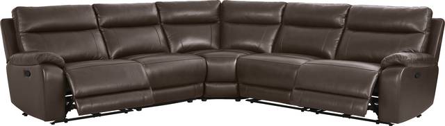 Delaney Point Brown Leather 5 Pc Reclining Sectional - Thumbnail - Image 1