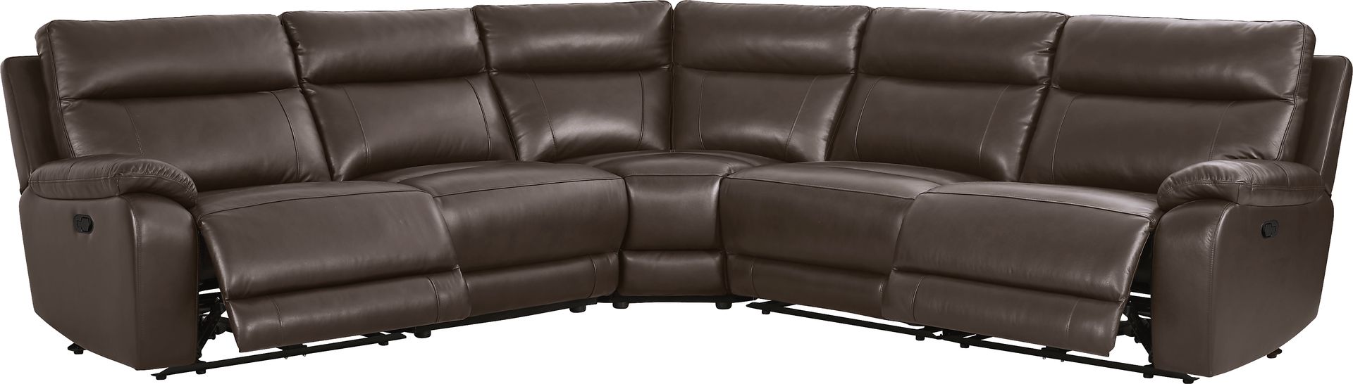 Delaney Point Brown Leather 5 Pc Reclining Sectional - Image 1