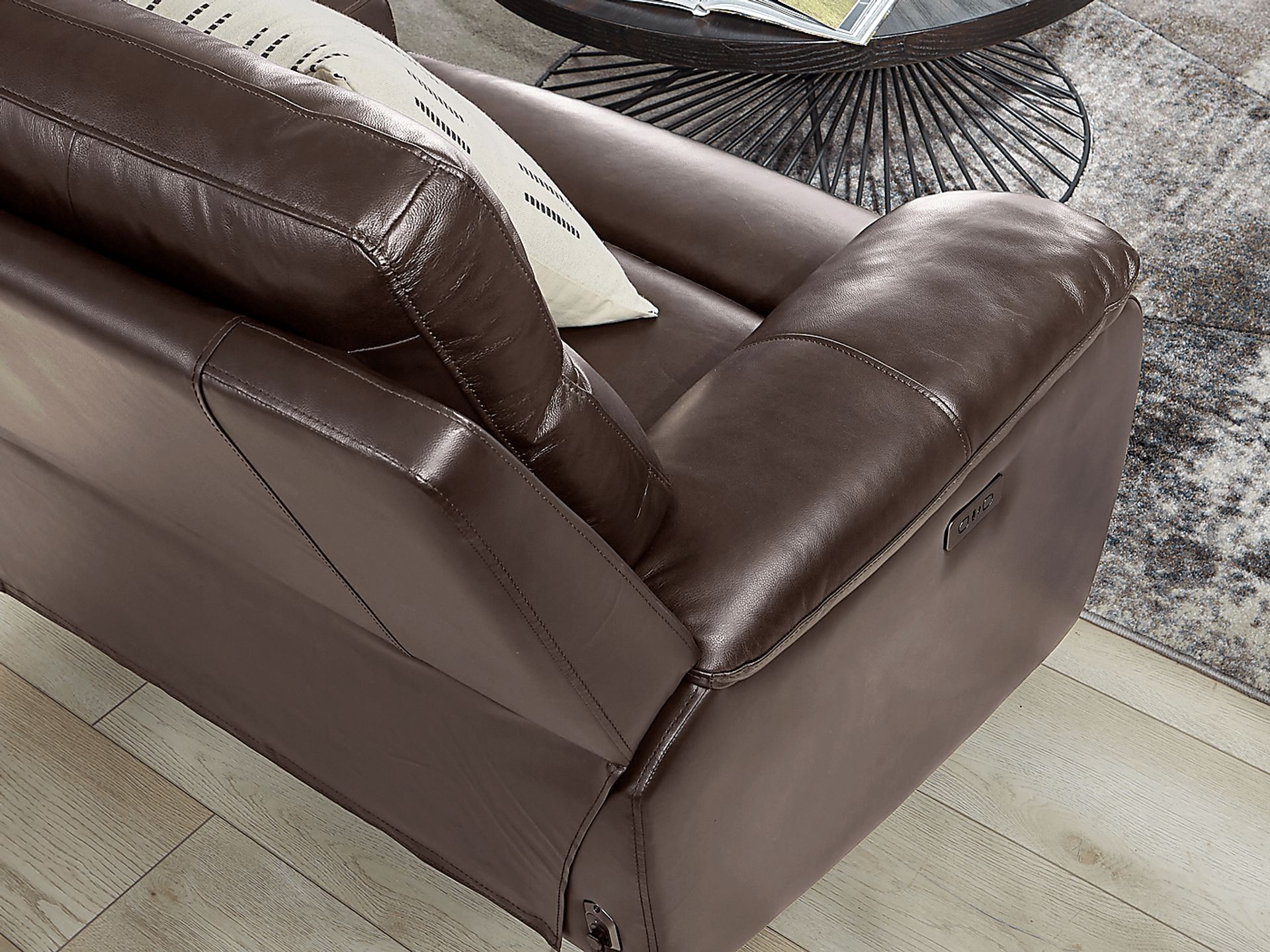 Delaney Point Brown Leather 6 Pc Power Reclining Sectional - Image 7