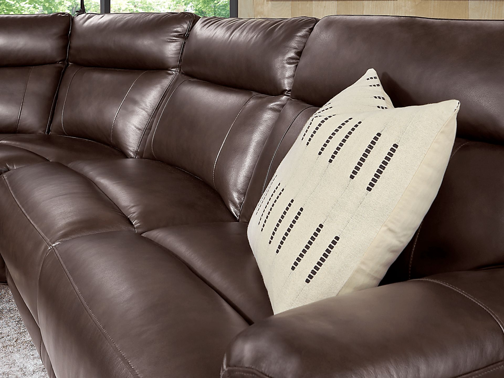 Delaney Point Brown Leather 6 Pc Power Reclining Sectional - Image 6