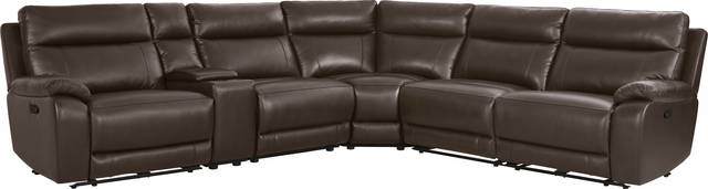 Delaney Point Brown Leather 6 Pc Reclining Sectional - Thumbnail - Image 3