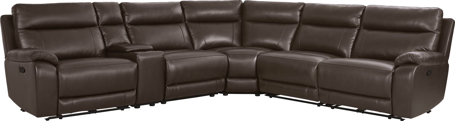Delaney Point Brown Leather 6 Pc Reclining Sectional - Image 3