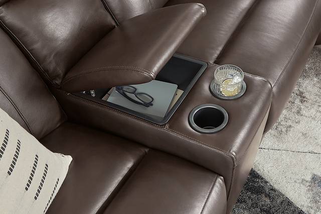 Delaney Point Brown Leather 6 Pc Reclining Sectional - Thumbnail - Image 4