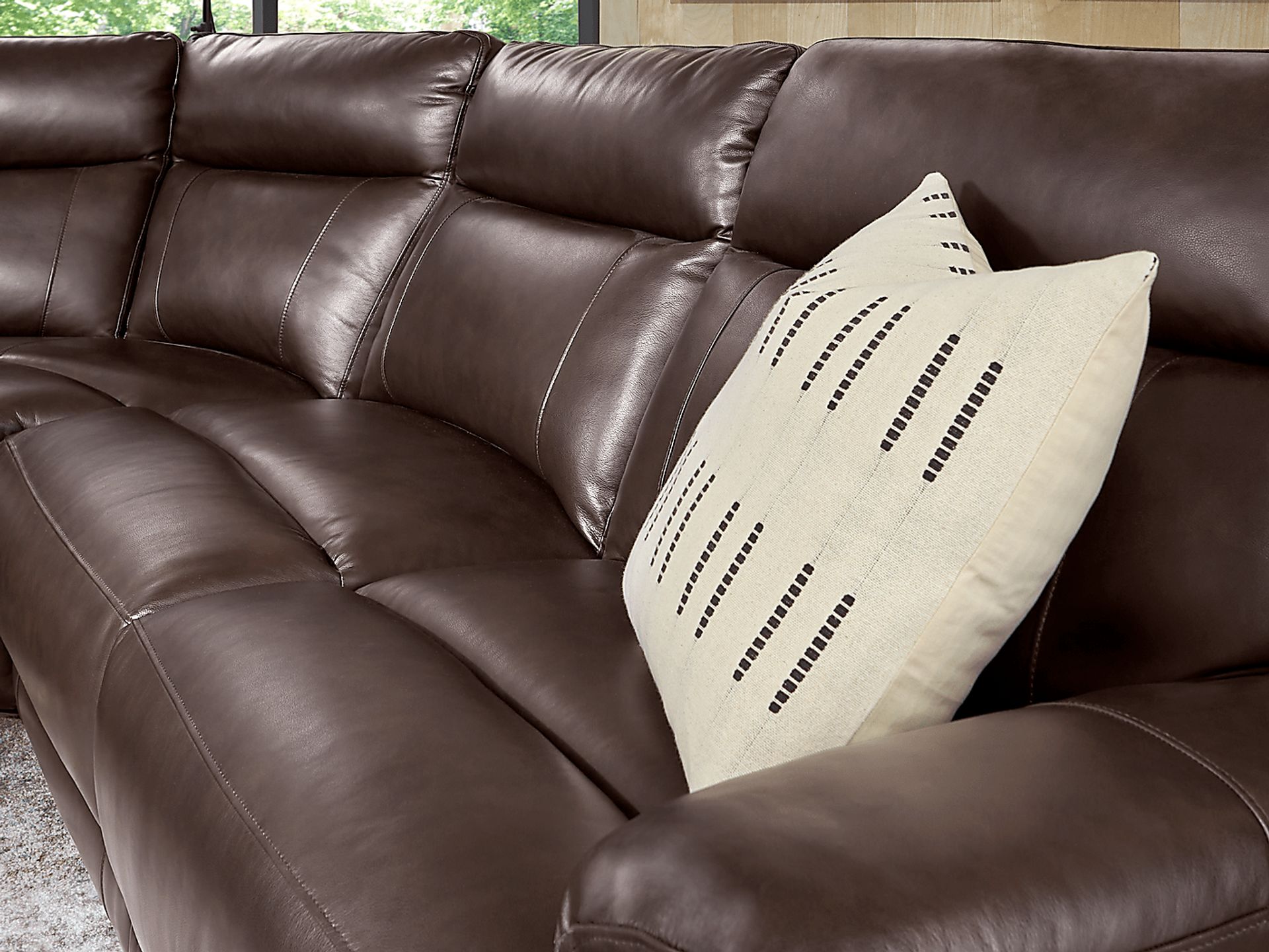 Delaney Point Brown Leather 6 Pc Reclining Sectional - Image 5