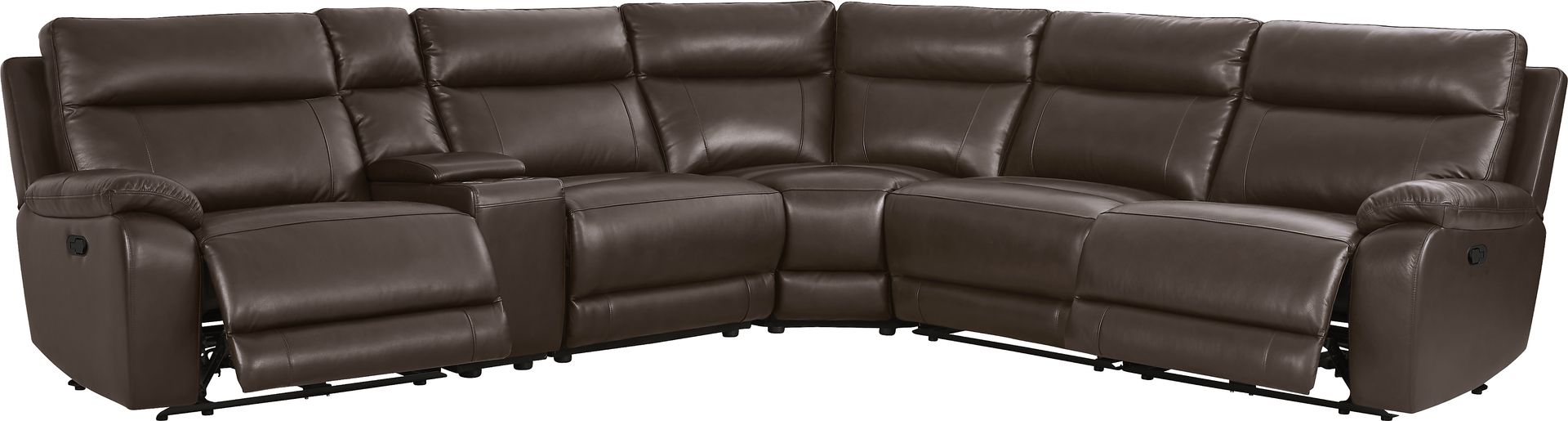 Delaney Point Brown Leather 6 Pc Reclining Sectional - Image 1