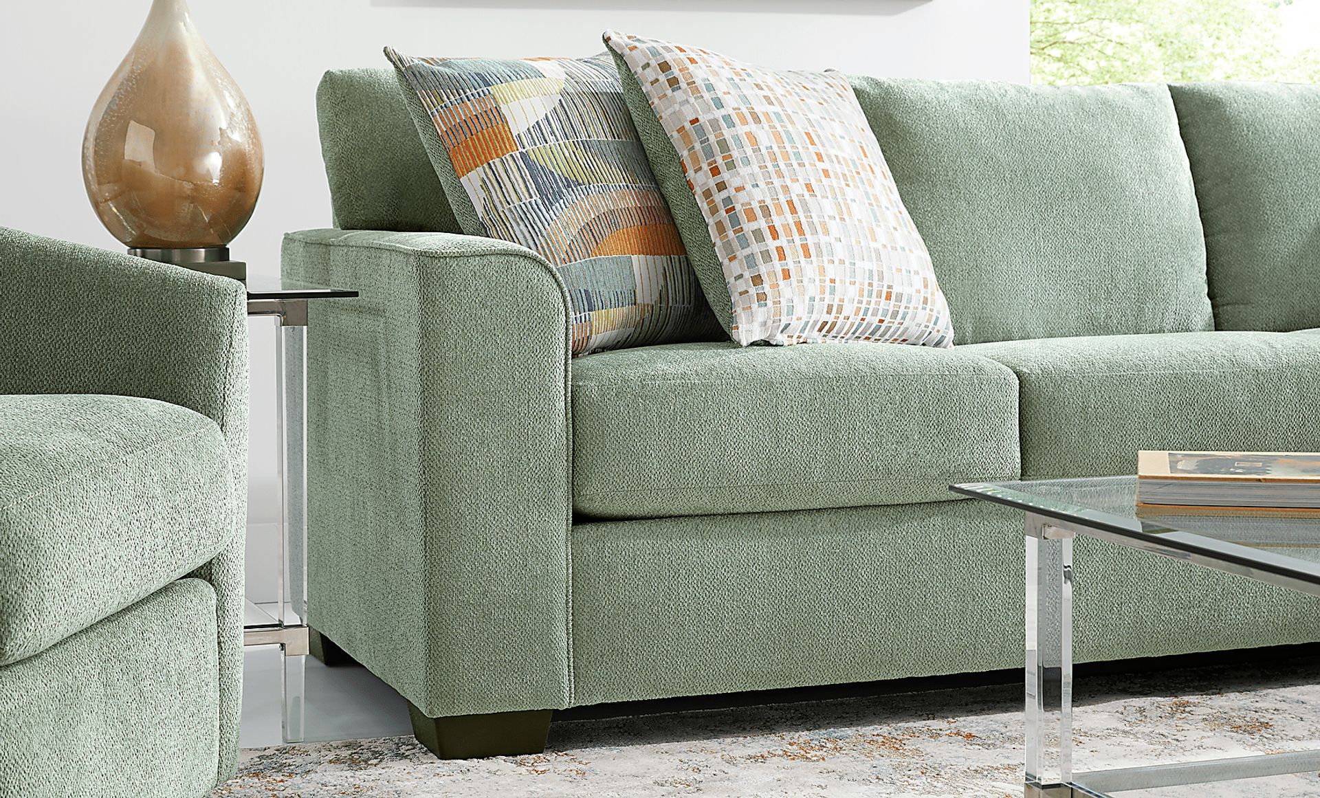 Delcrest Green 5 Pc Gel Foam Sleeper Sectional Living Room - Image 3