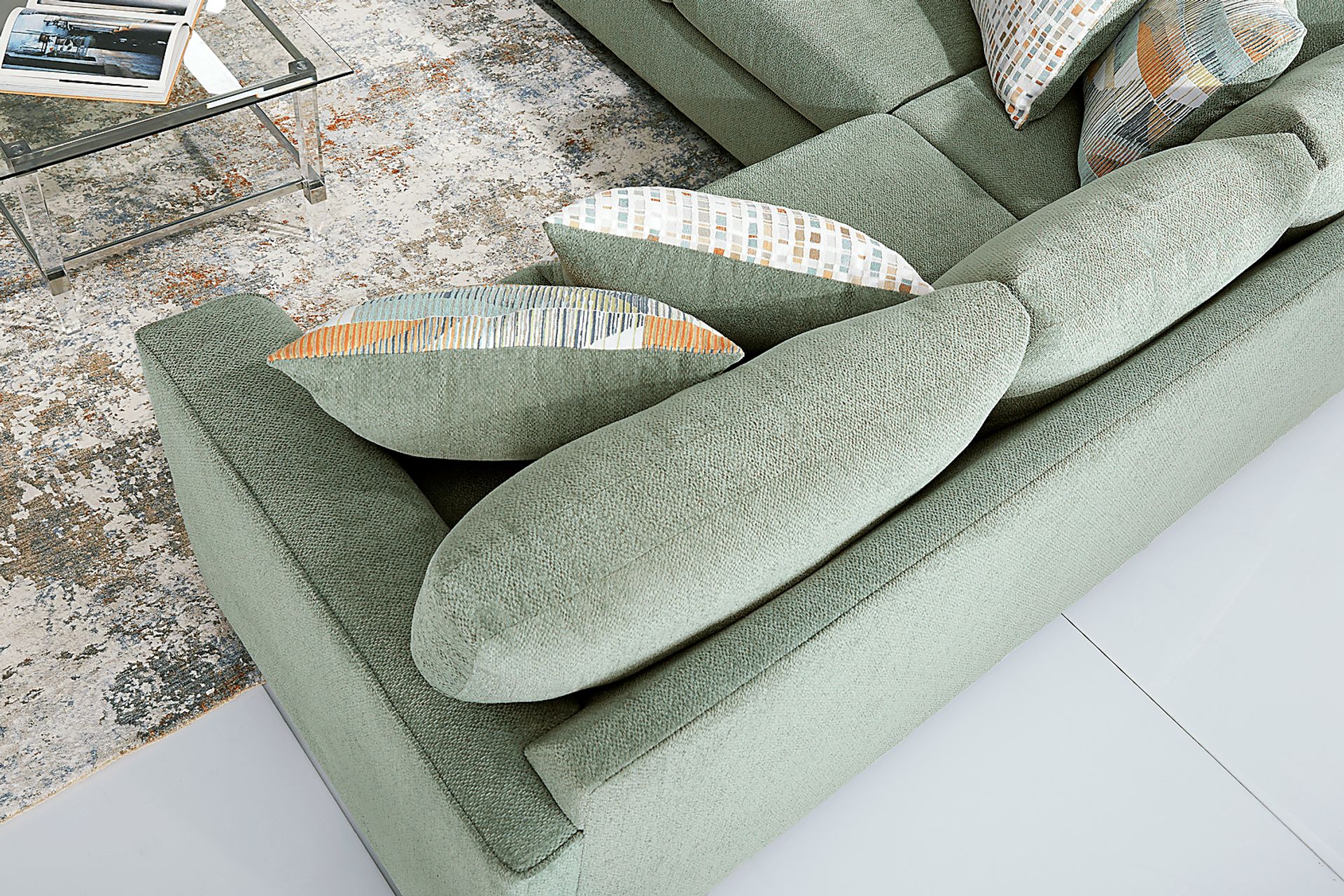 Delcrest Green 6 Pc Sectional Living Room - Image 5