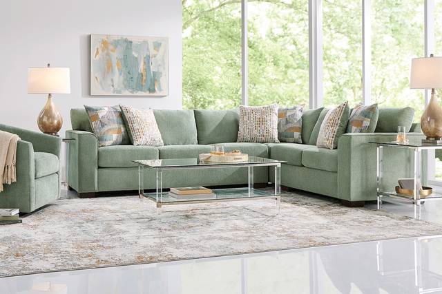 Delcrest Green 5 Pc Sleeper Sectional Living Room - Thumbnail - Image 1
