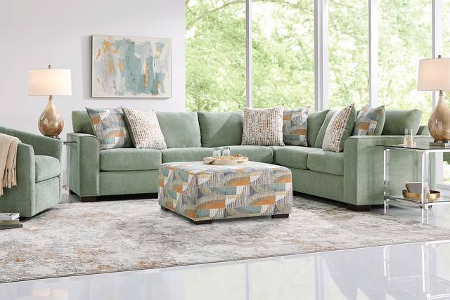 Delcrest Green 6 Pc Sectional Living Room - Thumbnail - Image 1