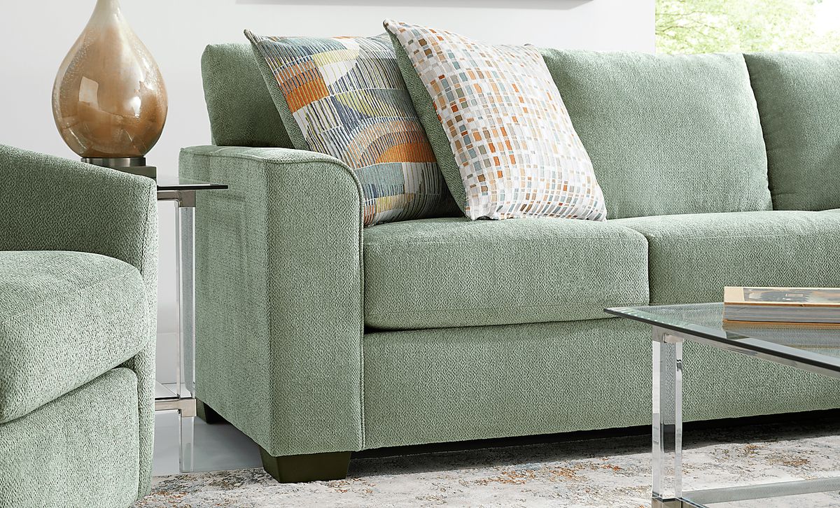 Delcrest Green Chenille Fabric Sofa | Rooms to Go